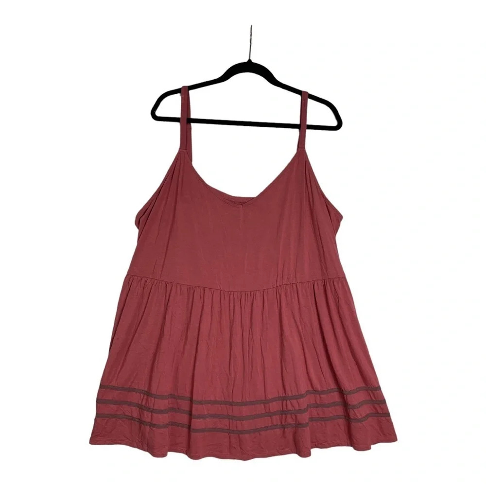Super Soft By Torrid Womens Knit Adjustable Casual Tank Flowy Size 5X Pink Light